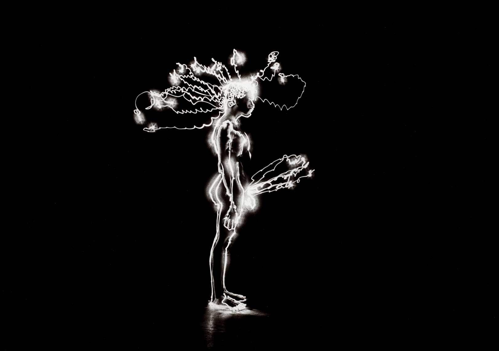 David Lebe; Angelo Electric 1979, male nude, light drawing, black and white photograph