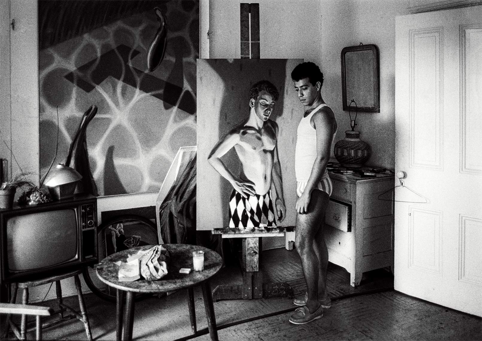 David Lebe; Antonio In His Studio, 1984, blacl and white photograph
