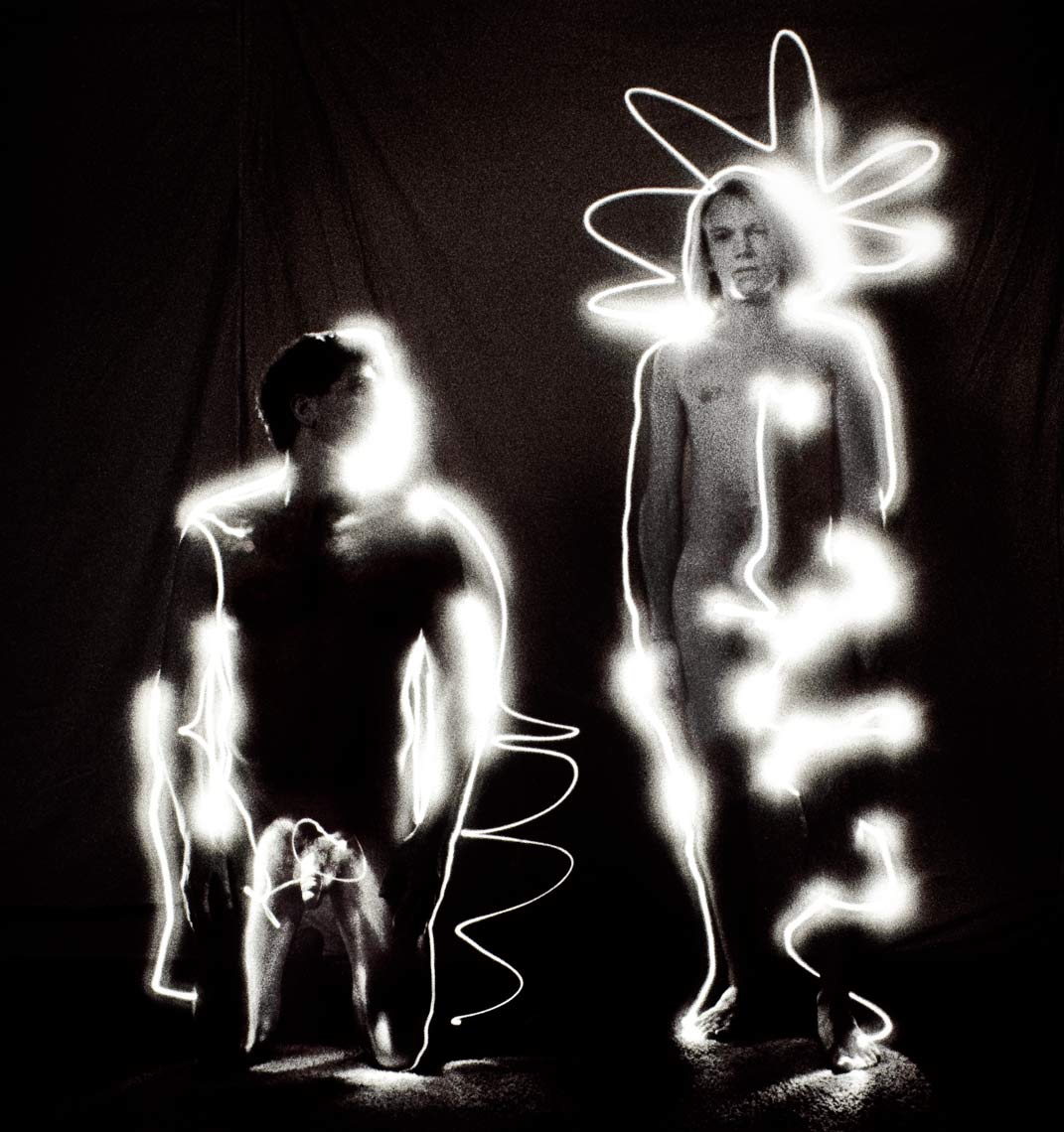 David Lebe; Bernard & Grady, 1986, male nude, light drawing, black and white photograph