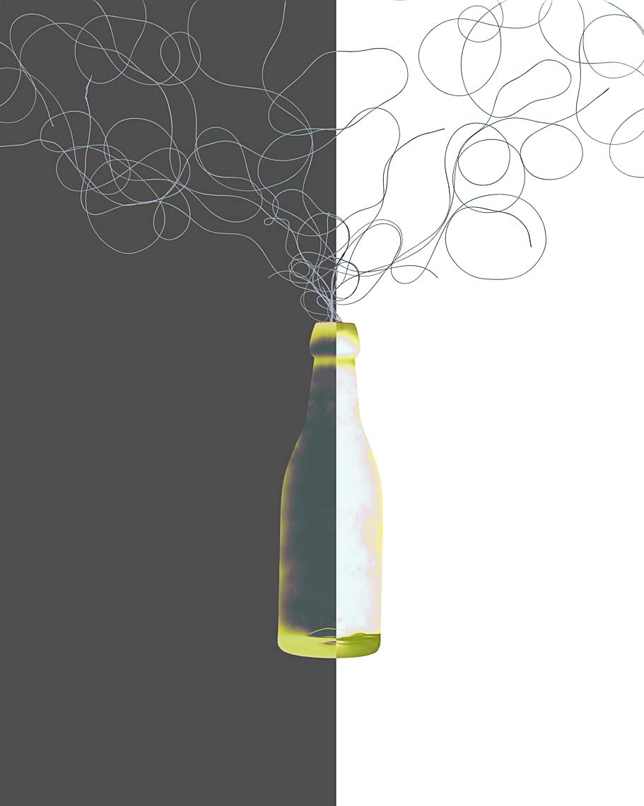 David Lebe; Bottle 1v016, 1985-2011, digitally altered photogram