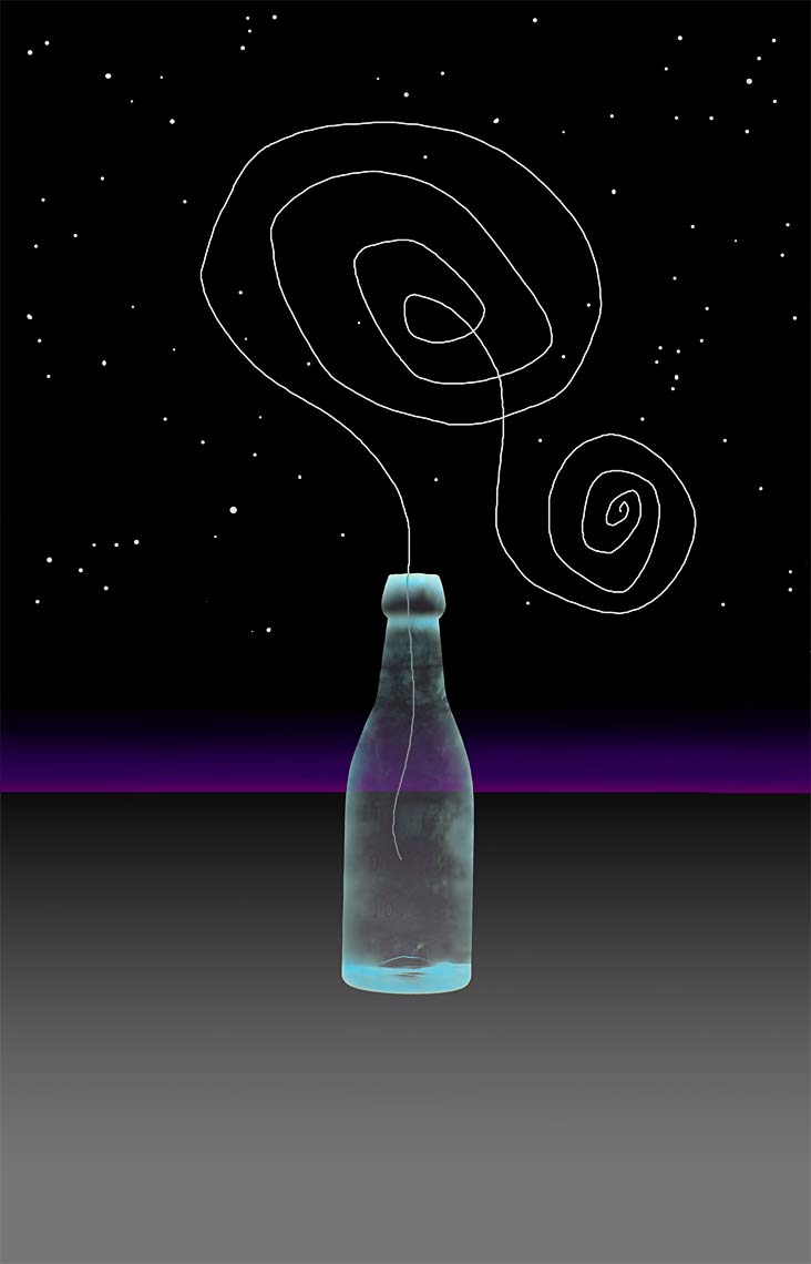 David Lebe; Bottle 1v033, 1985-2011, digitally altered protogram with digital drawing