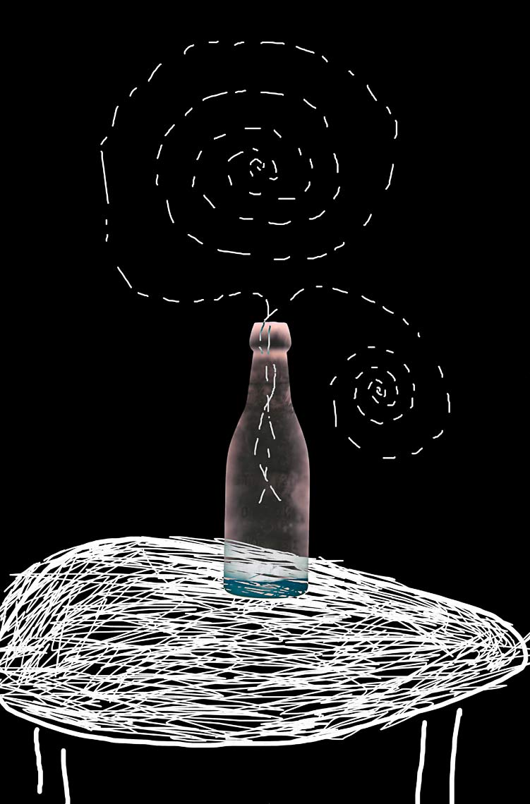 David Lebe; Bottle 1v037, 1985-2011, digitally altered protogram with digital drawing