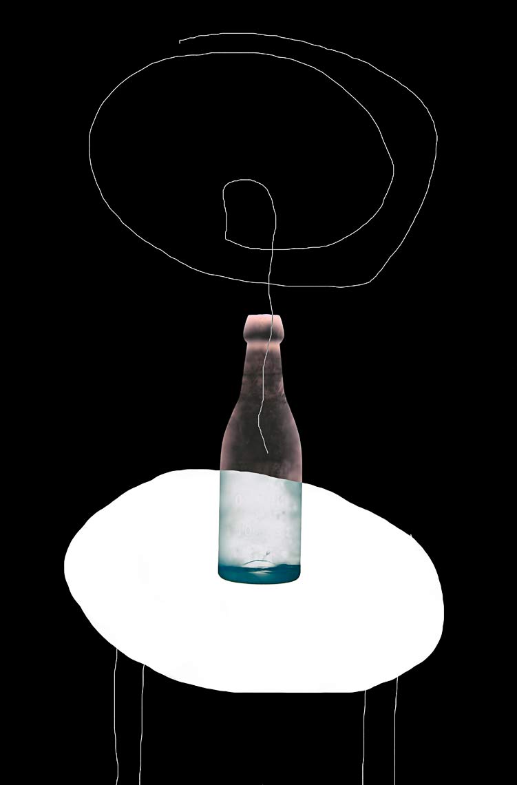 David Lebe; Bottle 1v038, 1985-2011, digitally altered protogram with digital drawing