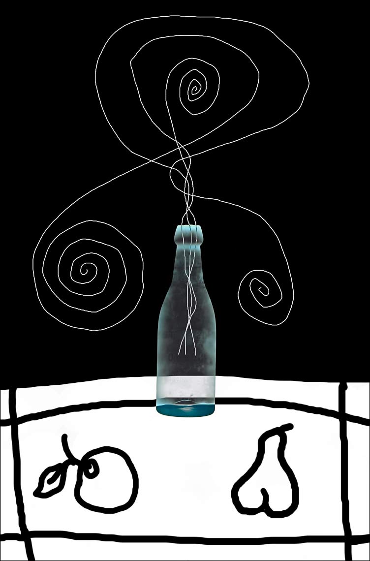 David Lebe; Bottle 1v044B, 1985-2011, digitally altered protogram with digital drawing