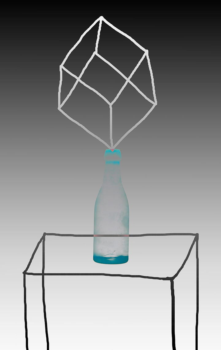 David Lebe; Bottle 1v046, 1985-2011, digitally altered protogram with digital drawing