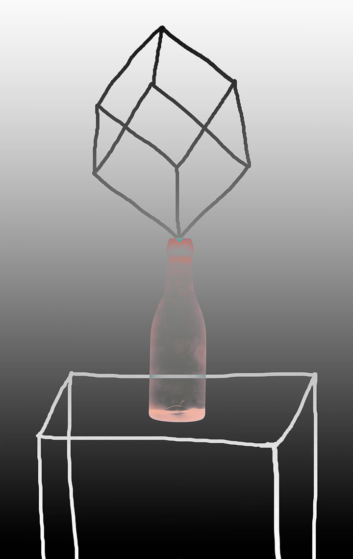 David Lebe; Bottle 1v049, 1985-2011, digitally altered protogram with digital drawing