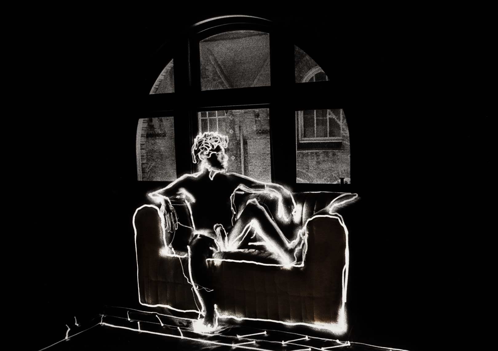 David Lebe; Cool Heat 1981, light drawing, black and white photograph