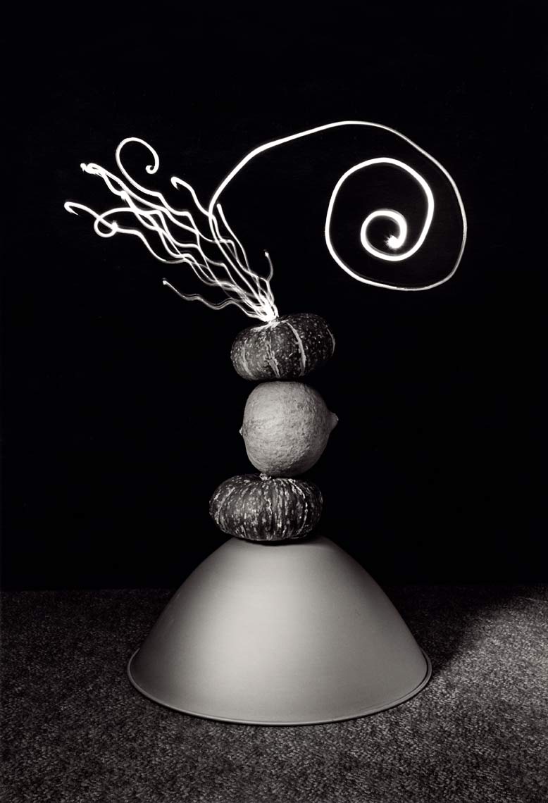 David Lebe; Food For Thought 12, 1992, light drawing, black and white photograph