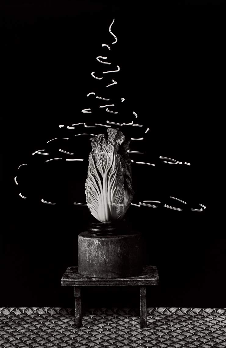 David Lebe; Food For Thought 5, 1992, light drawing, black and white photograph