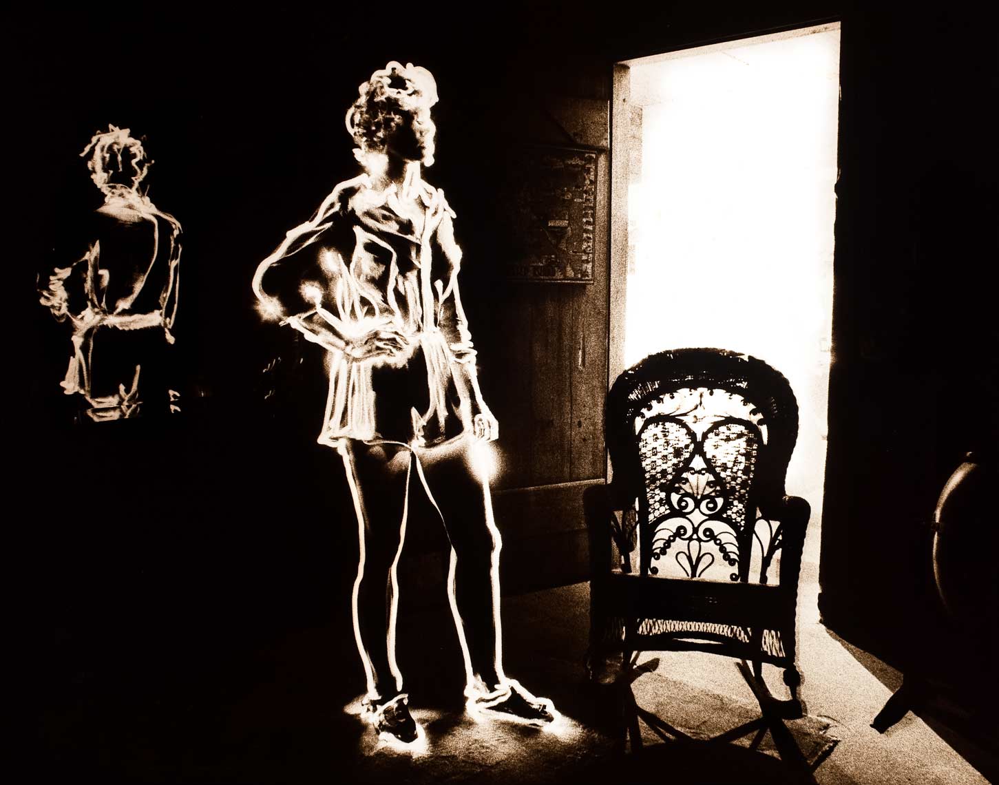 David Lebe; In Front of The Large Mirror, 1981, light drawing, black and white photograph