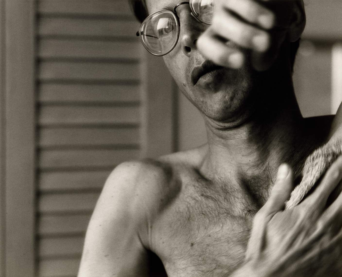 David Lebe; Morning Ritual 21, 1994, black and white photograph about living with AIDS