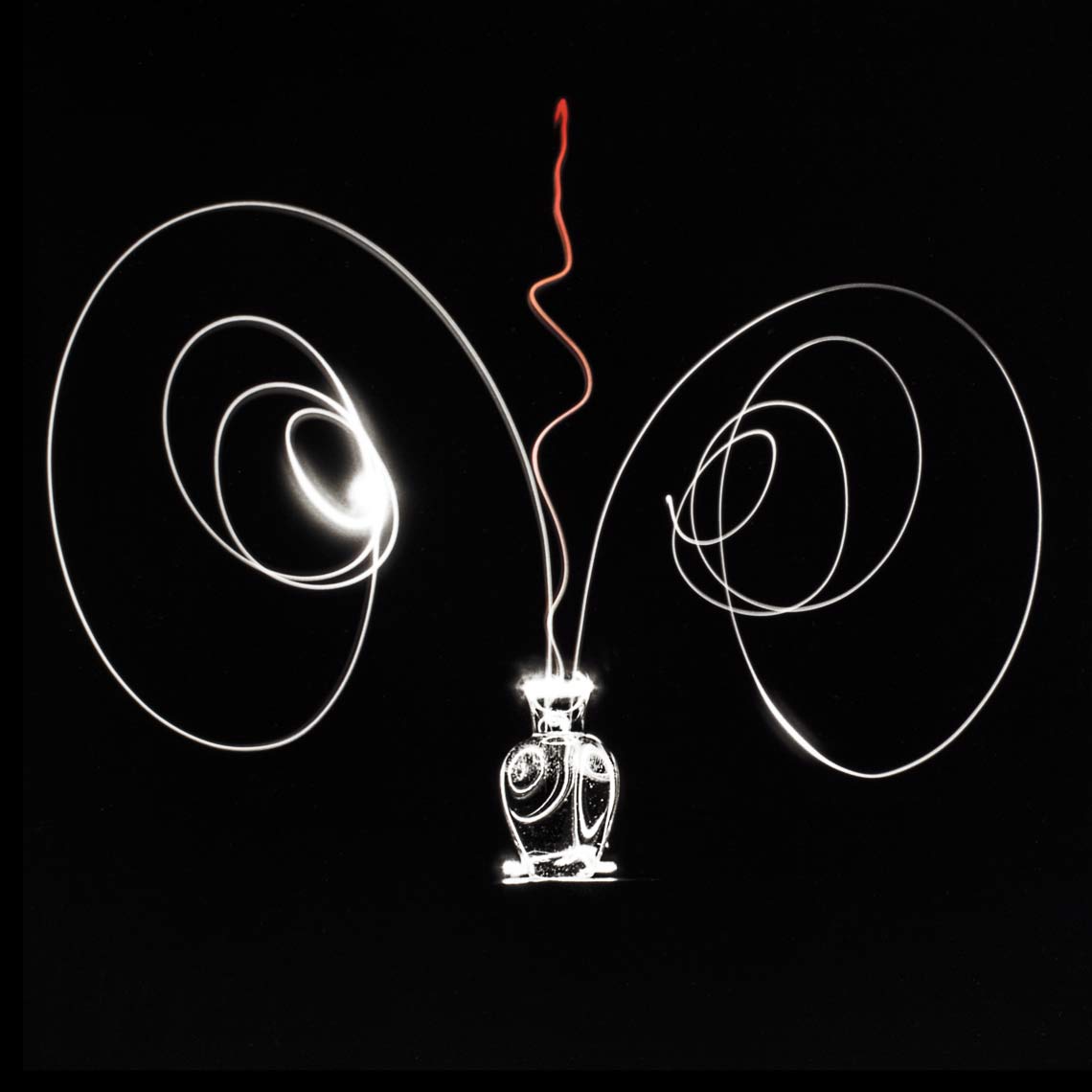David Lebe; Scribble 1, 1987, light drawing, hand colored photograph
