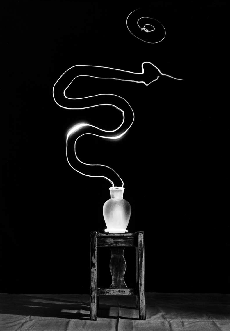 David Lebe; Scribble 11, 1987, light drawing, black and white photograph
