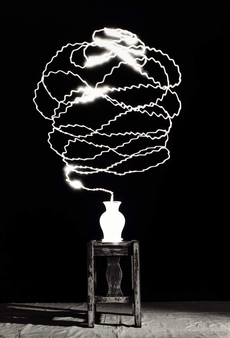David Lebe; Scribble 14, 1987, light drawing, black and white photograph