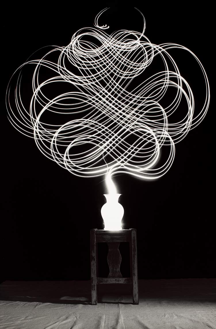 David Lebe; Scribble 15, 1987, light drawing, black and white photograph