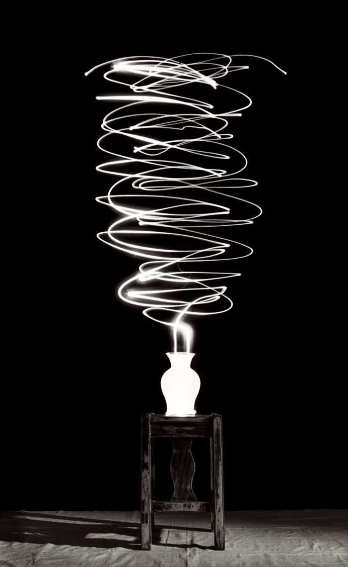 David Lebe; Scribble 17, 1987, light drawing, black and white photograph