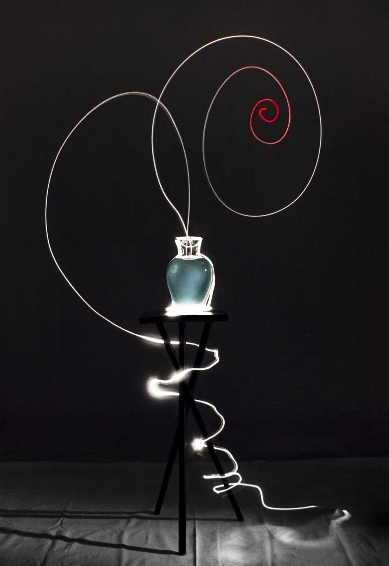 David Lebe; Scribble 2, 1987, light drawing, hand colored photograph