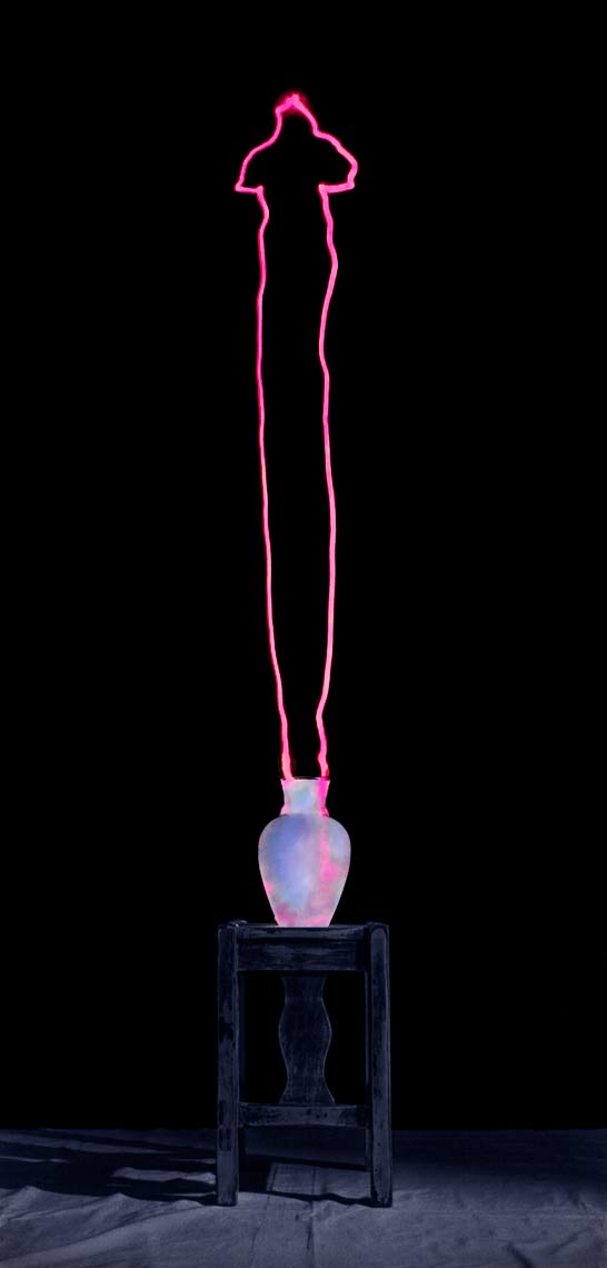 David Lebe; Scribble 22, 1987, light drawing, hand colored photograph