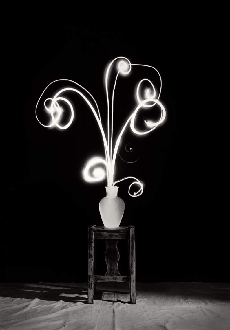 David Lebe; Scribble 23, 1987, light drawing, black and white photograph