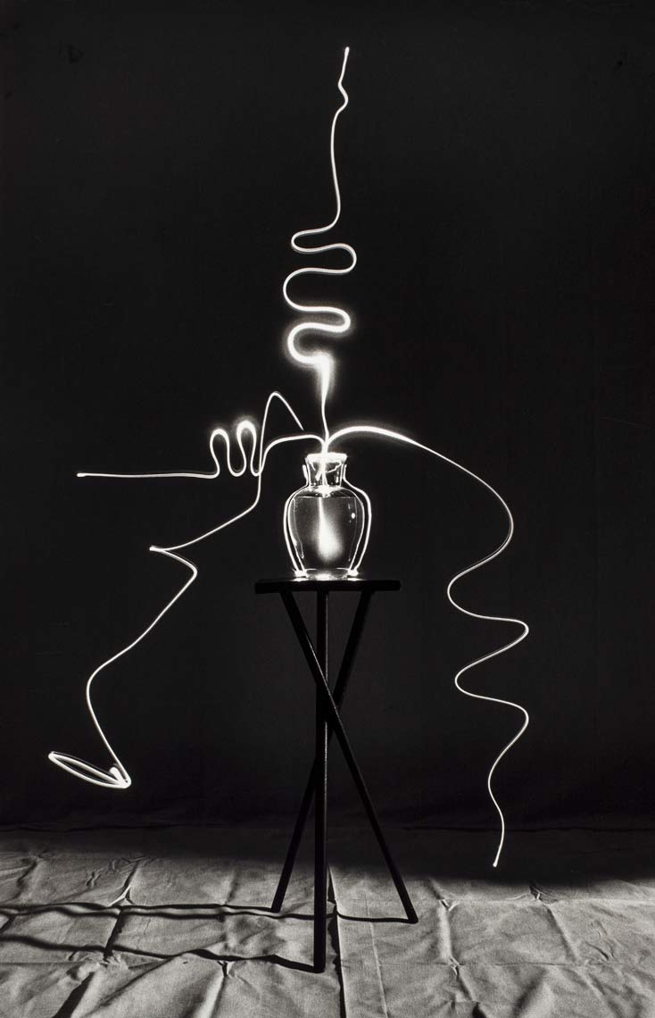 David Lebe; Scribble 5, 1987, light drawing, black and white photograph