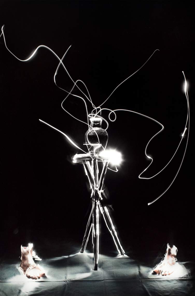 David Lebe; Scribble 6 Feet,1987, light drawing, hand colored photograph
