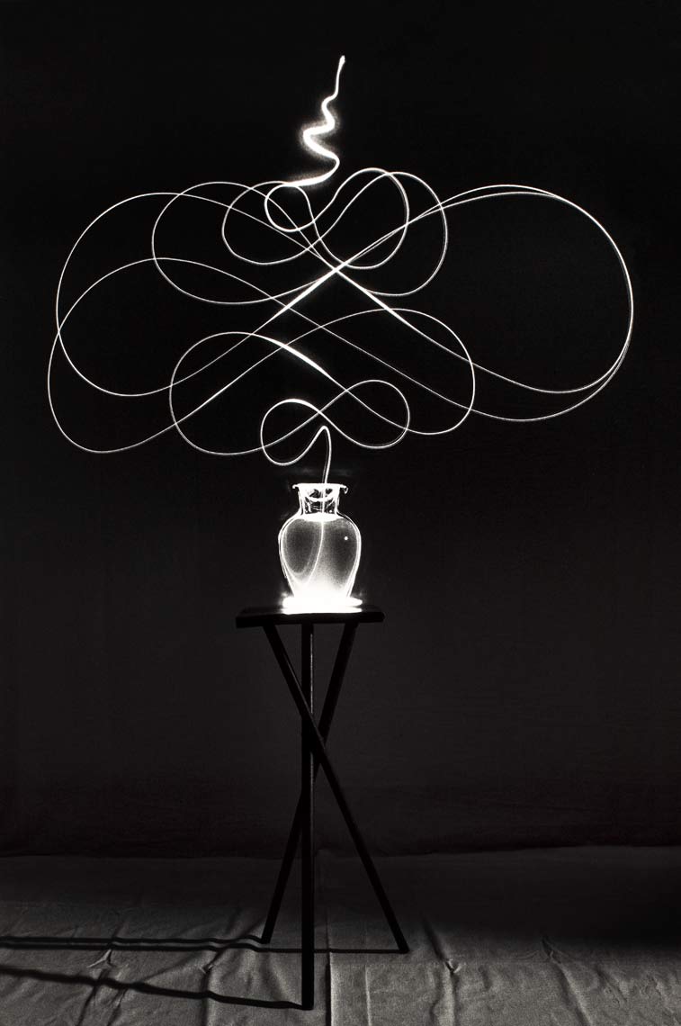 David Lebe; Scribble 9, 1987, light drawing, black and white photograph