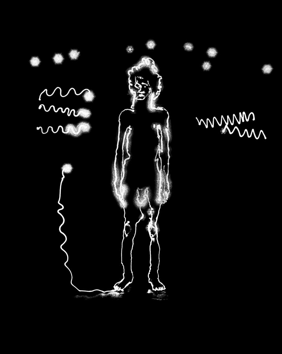 David Lebe; Self-Portrait 4 1976, male nude, light drawing, black and white photograph