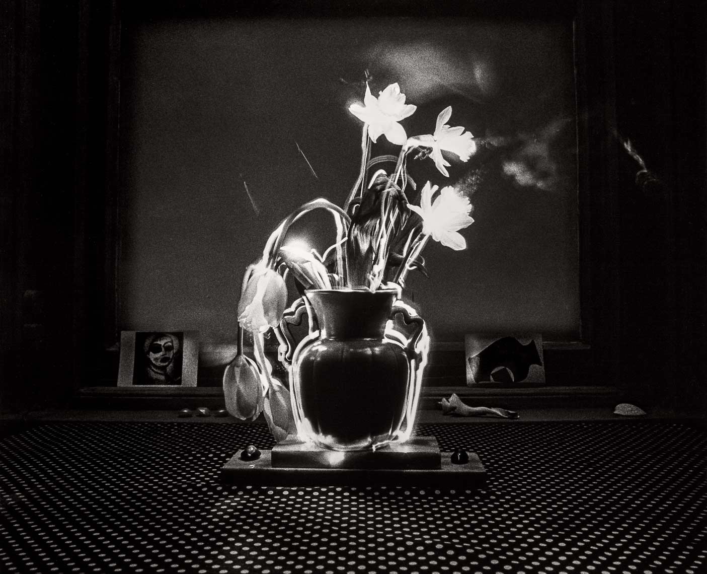 David Lebe; Smoking Daffodils, 1982, light drawing, black and white photograph