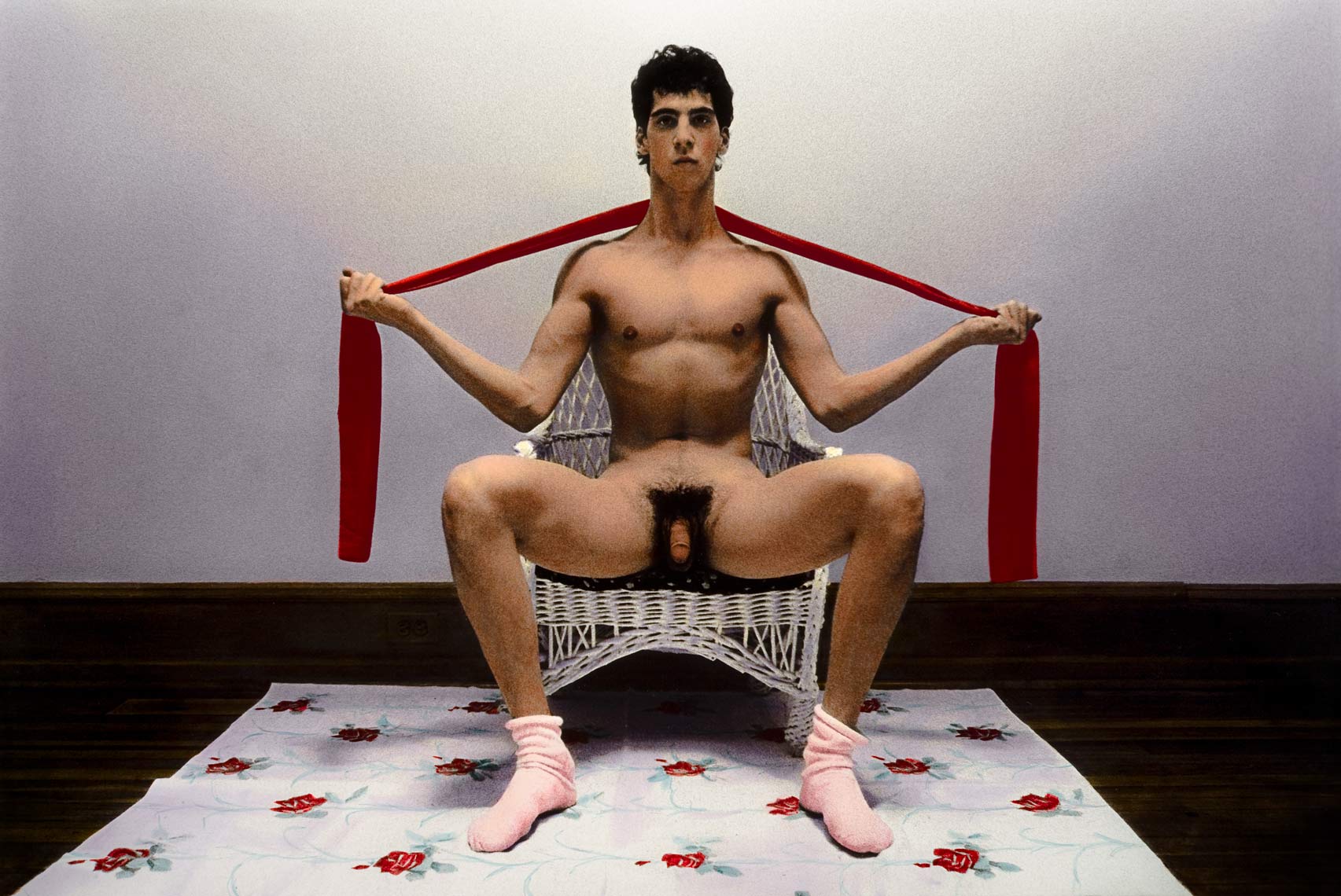 David Lebe; Socks, 1983, male nude, hand colored photograph