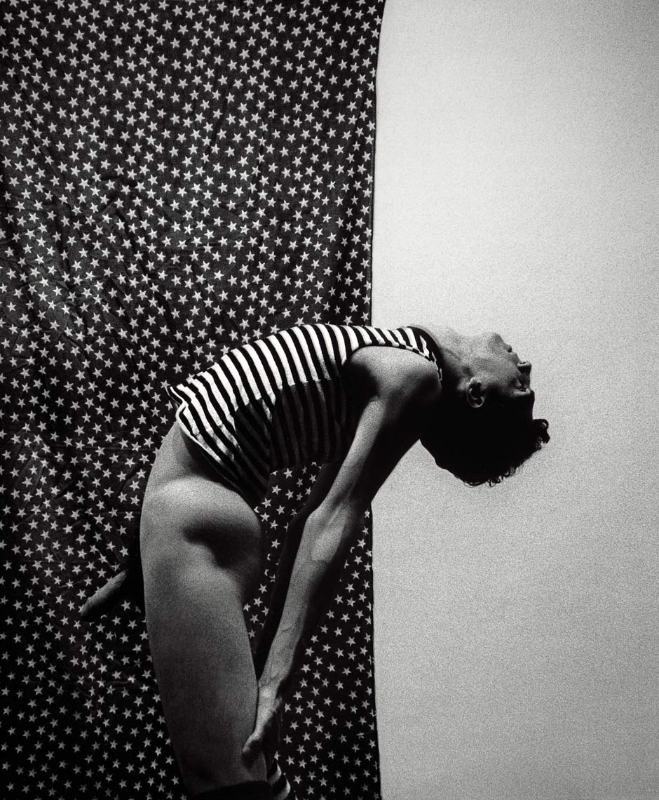 David Lebe; Stars and Stripes 2, 1983, male nude, black and white photograph