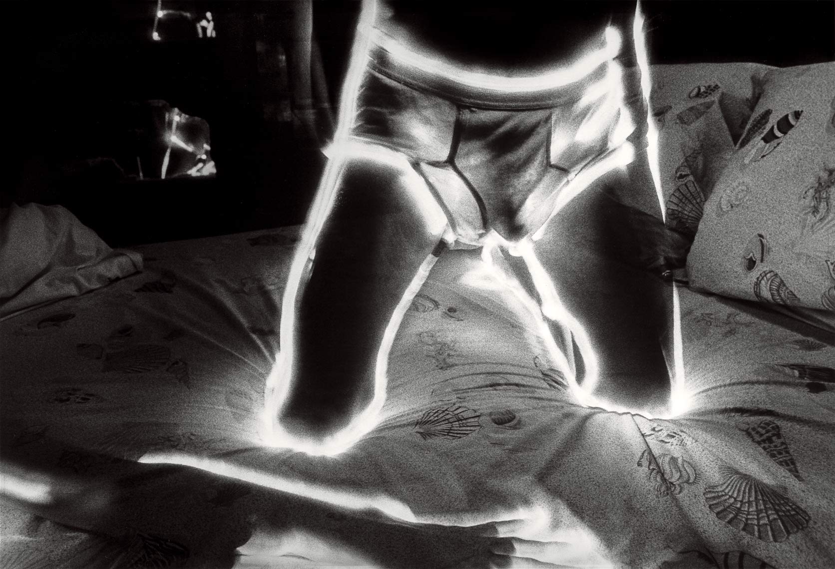 David Lebe; Underpants, 1981, male nude, light drawing, black and white photograph